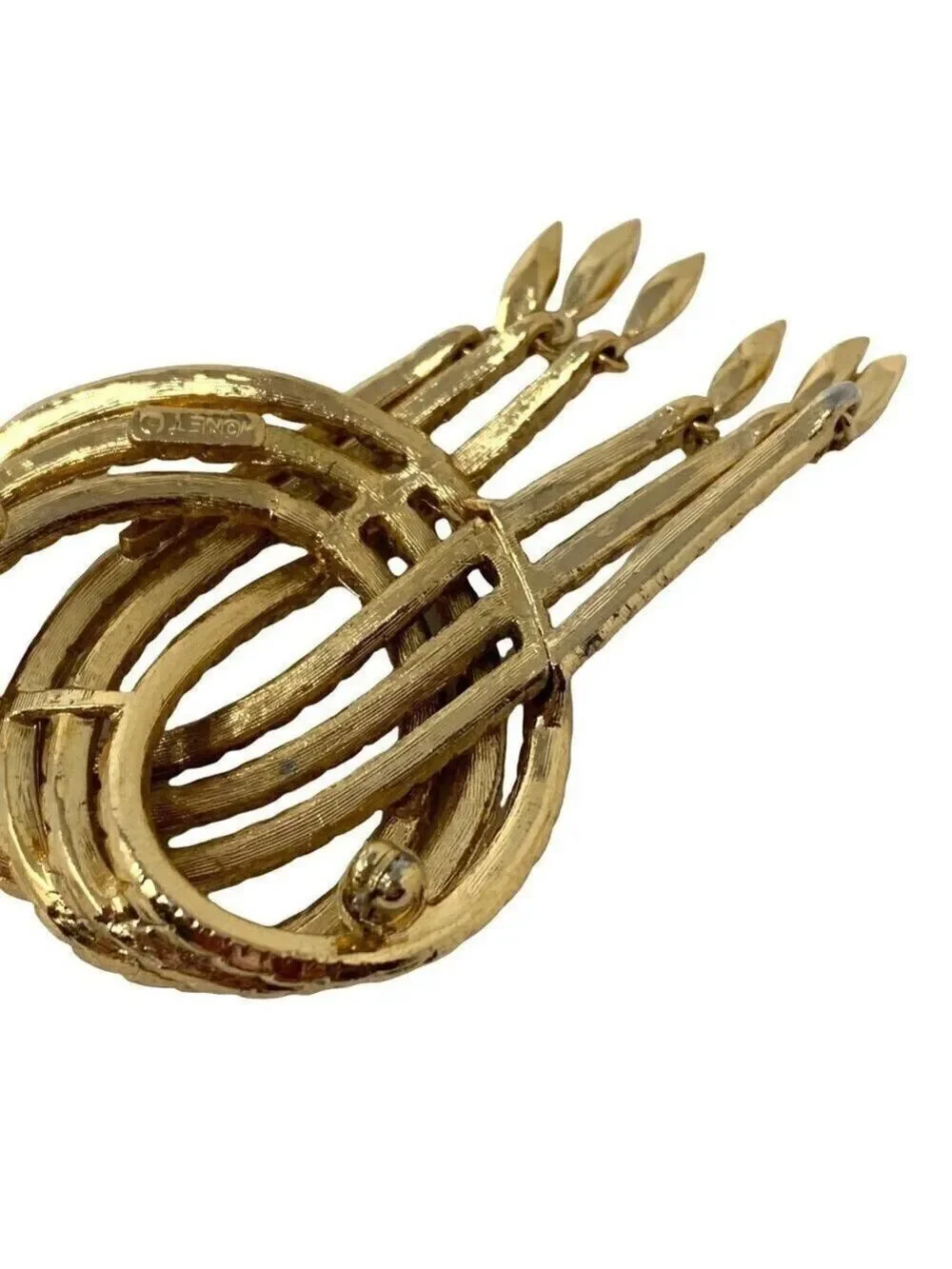Vintage Monet Rope Knot Brooch Pin Goldtone Gold Tone Tremble Large 2.75 in Sign